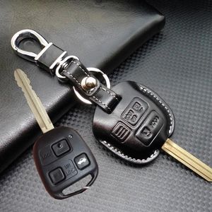 Leer Lexus Knoppen Auto Key Shell Case Cover voor Toyota Corolla Rav4 Prado Yaris Land Cruiser Key Holder Wallet Keychain ACC221Y