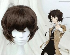 Maschere per feste di alta qualità Anime Bungo Stray Dogs Dazai Osamu parrucca resistente al calore breve marrone riccio capelli sintetici parrucche Cosplay Cap