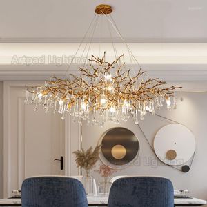 Chandelier Crystal Gold Luxury Chandeliers For Living Room 2022 Indoor Lighting Fixture Lustre Dining Retro Raindrops Hanging Lamp