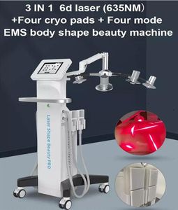 Effektives Abnehmen Rotlicht-Dioden-Lipo-Laser 635 Nm Maschine EMS-Körperkonturierung Lipo und Haut straffen verlorenes Gewicht Cryo Pad Fettreduktionssystem Formausrüstung