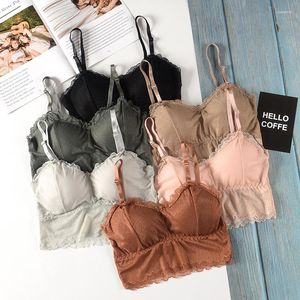Bustiers & Corsets Bralette Women's 2022 Sexy Lace Beauty Back Underwear Solid Color Removable Chest Pad Tube Crop Top