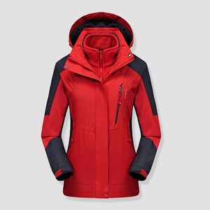 Jackets de caça Mulher Windbreaker 3 em 1 capuz fêmea impermeável feminino para caminhar Campo de camp citador de esqui de tamanho grande tamanho de tamanho grande