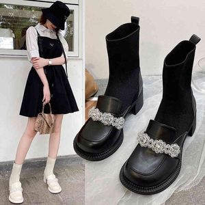 Coxa salto alto moda botas femininas meias de malha novo estilo outono grande cabeça frisado net vermelho personalizado sapatos de salto alto