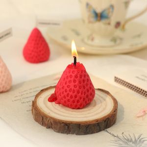 Cute Strawberry Shape Decorative Aromatic Candles Soy Wax Scented Candle for Birthday Wedding Candle with box gift