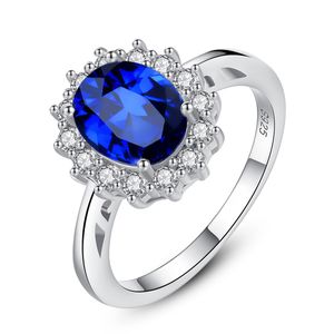 Luxury S925 silver ring classic blue sexy red retro green gemstone ring synthesis sapphire party wedding temperament jewelry