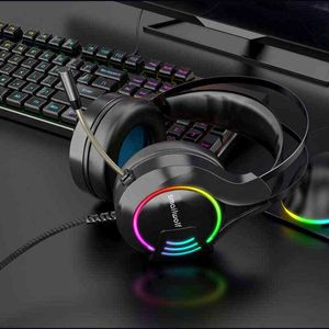 Headset trådbundna hörlurar USB/3,5 mm mikrofon färgglada ljus pc bärbara spel hörlurar surroundljud stereo a1 spel headset t220916