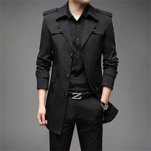 Erkek ceketler bahar erkek trench moda İngiltere tarzı uzun trençkotlar erkekler rahat dış giyim ceketleri rüzgarlık marka erkek giyim 220919