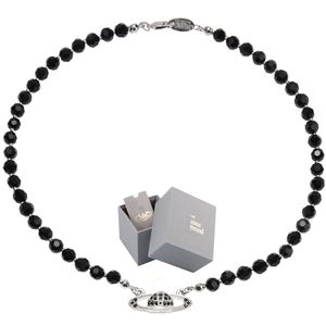 Saturn Black Crystal Single Layer Full Diamond Necklace Punk Dark Style Collarbone Chain Can Be Worn by Men and Women with box