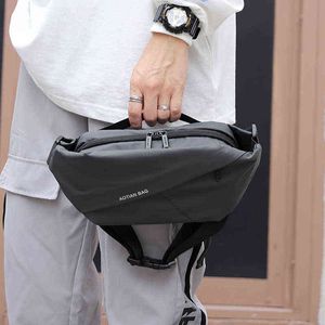 Yorai Men Oxford Cloth Chest Bag Solid Color Trendy Messenger Bags Function Mobile Phone Waist Packet Zipper Handbag J220705