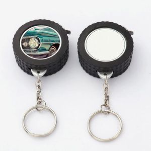 Sublimation Blank Mini Tape Measures Thickening Building 1M Metal Stainless Steel DIY Tape Key Chain