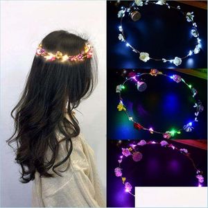 Party Decoration Led Garland Hairband Glowing Wreath Headband Crown Flower Wedding Christmas Drop Delivery 2021 Home Garden Festive P Dhvwp