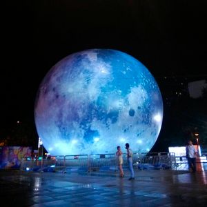 3m10ftdia lufttätt PVC -jätte Uppblåsbar månplanetballonger med LED -ljus för hängande festdekoration