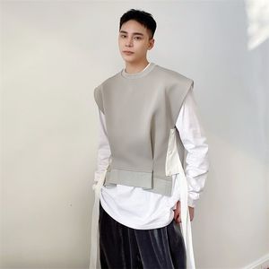 سترات الرجال الشريط المخصصة لرقبة الرقبة السترة للرجال الخريف من المألوف pullover التصميم الرمادي الخصر 9A0671 220920