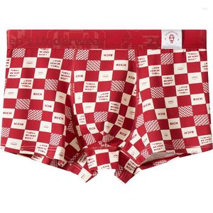 Underpants Design For Men Traditional Red Panty Homme Cotton And Spandex Shorts Breathable Antibacterial Underwear Four-Corners