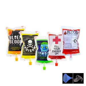 20pcs/set 250ml Empty Halloween Blood Bag For Drinks PVC Drink Pouches Vampire Theme Party Props Horror Halloween Accessories 1063