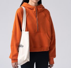 Plysch tröja kvinnors halva zip sport korta hoodie casual mångsidig bomullstopp kvinnor jacka