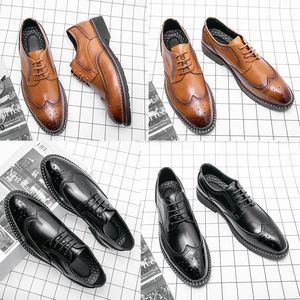 Bullock Herren-Kleiderschuhe, luxuriös, italienisches Oxford-Design, modisch, Flügelspitze, schwarz, Schnürung, Hochzeit, Büro, Kleid, Alltag, lässig, Übergröße 38–45