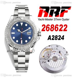 ARF Y-M 268622 ETA A2824 Automatisk kvinnoklocka 37mm Blue Red Dial 904L Steel Oystersteel Armband Ladies Watches Super Edition Samma seriekort PURETIME A1