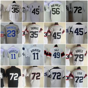 Vintage Baseball Jersey 72 Carlton Fisk 79 Jose Abreu 11 Luis Aparicio 1959 1976 23 Robin Ventura 35 Frank Thomas 49 Chris Sale 56 Mark Buehrle 45# Shirts