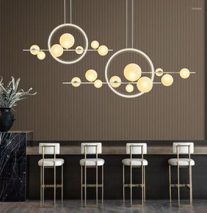 Pendellampor modern led Novel Glass Bubble Chandelier Nordic Dining Room Lamp Restaurang Ljuskök Kök Island Heminredning hängande