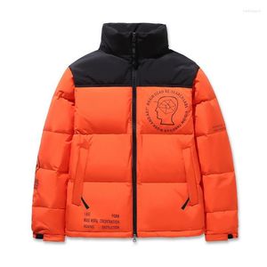 Herr ner herrparkas orange jacka m￤n vinter jackor vadderat kappa lappt￤cke mode casual ytterkl￤der utomhus male stort