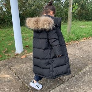 Piumino invernale per bambina con cappuccio caldo spesso per bambini Cappotto lungo 3-12 anni Bambini Teenage Down Parka Capispalla Abbigliamento Snowsuit 220919