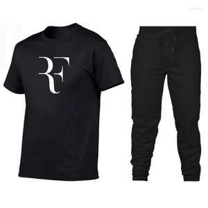 Men's Tracksuits Men's Printed Pattern Selling Fr Federer Cotton Short-Sleeved T-shirt Sports Pants Suit Fashion T-shirt1