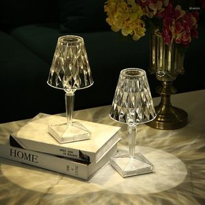 Bordslampor Touch Dimning Diamond Lamp Acrylic Decoration Desk f￶r sovrummet Bedside Bar Crystal Lighting Gift LED Night Light