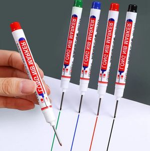 Long Head Markers Construction Deep Hole Marker Pens Carpenter Pencil Bathroom Woodworking Decor Marking Pen Tools 4 Colors