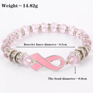 Pink Ribbon Diamond Armband Bangle For Women Breast Cancer Awareness Armband