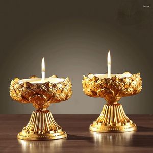 Ljusstake Holder Holder Pure Copper Nepalese Craft Lotus Butter Lamp Buddhas High Foot Long Light Ornament European Decorcandle