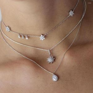 Chains Spring Fashion Jewelry Dainty Cz Cute Flower Charm Choker Chain Necklace Gold Silver Color