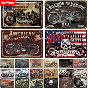 Motorcycle Metal Painting Sign Vintage Plaque Tin Sign Wall Decor For Garage Club Plate Crafts Art Route 66 Poster Gift Custom Wholesale size 30X20CM