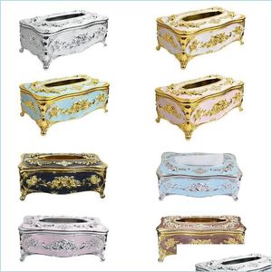 Tissue Boxes Napkins Retro Box Luxury European Paper Rack Office Table Accessories Home Ktv El Car Facial Case Holder 4 Drop Deliver Dhnev