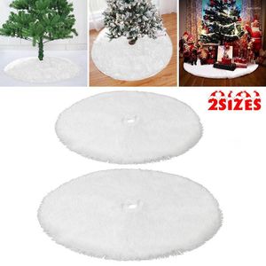 Juldekorationer 122 cm/ 90 cm/ lång vit matta snö plyschträd kjol bas golvmatta täcker xmas festdekor år hem