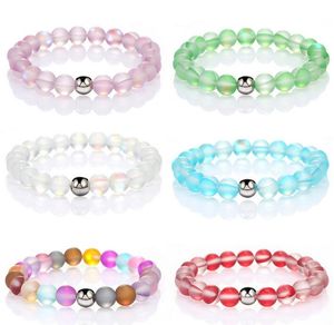 Pulseira de pedra de 8 mm Glitter Stone Fios de contas coloridas Bracelete de vidro colorido para homens homens feitos à mão