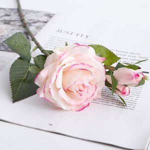 Dekorativa blommor riktiga beröring rosor konstgjorda bröllop dekoration blommor söt hem trädgård dekor latex ros