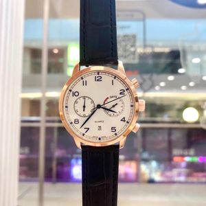 Mężczyźni zegarki VK Japan Quartz Ruch Pilot Chronograph Stopwatch Subdial Work skórzany pasek zegarek Luminous Waterproof Clock Analog zegar Montre de Luxe