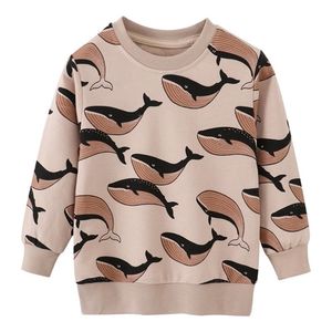 Pullover skoki mierniki przyjazdu jesień chłopcy dziewczęta bluzy bluzy wielorybów bawełniany nadruk sprzedaż ubrania dla dzieci koszule z długim rękawem 220919
