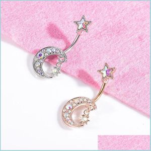 Other See Pic 1Pc Sexy Star Moon Navel Belly Button Rings Piercing Crystal Steel Woman Body Jewelry Barbell Women Accessories C3 Drop Dhdft