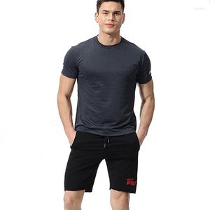 Running Set Men Gym 2 Pieces Suit Suits Man Shorts Training T Shirt Dry Fitness Tracksuits Set