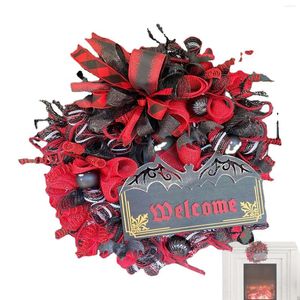 Flores decorativas Seguindo grinaldas para a porta da frente de 40cm/15,8 polegadas decoração de decorações vermelhas pretas