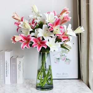 Fleurs décoratives Plantes artificielles roses de haute qualité pour décorations salon maison vase de mariage faux accessoires de fleurs