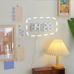 Wall Clocks Home Decor Digital Clock Alarm Hanging Table Calendar Electronic 3d
