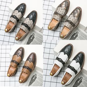 män skor loafers metall spänne dubbel färg matchning pekade tå platt klackar mode klassisk kontor professionell bekväm slip-on casual skor stor storlek 38-46