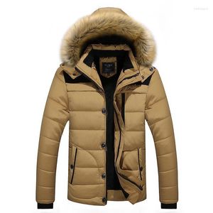 남자 다운 남자 파카 5xL 플러스 큰 크기의 겨울 코트 남자 후드 2022 단색 패션 모피 모자 아웃웨어 따뜻한 재킷 맨스