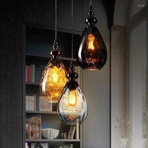 Lampy wiszące nordyckie loft LED oświetlenie żyrandolus vintage szklane lampy retro kawa do grzbietu jadalnia hanglamps deco urządzenie