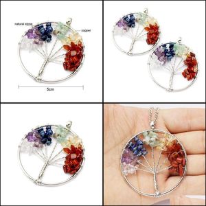 Charms New Fashion Delicate Natural Stone Hollow Tree Tree Tharm For Neacklace Diy Diy Рождественские украшения подарки D -yydhhome dh8zb