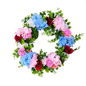 Decorative Flowers 17.7 Inch Farmhouse Wreaths For Spring Artificial Flower Summer All Seasons Blooms Indoor Outdoor