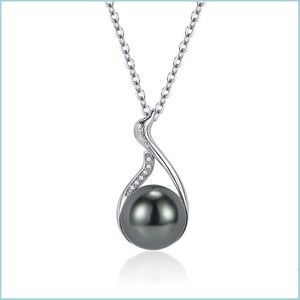 Anhänger Halsketten Imitation Tahiti Natürliche Schwarze Perle Anhänger Weibliche Diamant Intarsien Zirkon Halskette C3 Drop Lieferung 2021 Schmuck NE Dhz4V